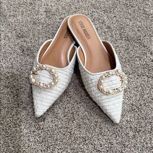 Steve Madden White Women's Shoes with Pearl Detail